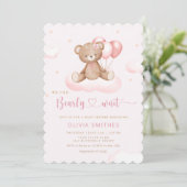 Invitation On Peut Attendre Teddy Bear Baby shower (Debout devant)