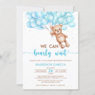 Invitation On Peut Attendre Teddy Bear Baby shower