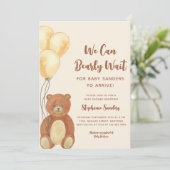 Invitation On Peut Attendre Teddy Bear Baby shower (Debout devant)