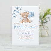 Invitation On Peut Attendre Teddy Bear Baby shower (Debout devant)
