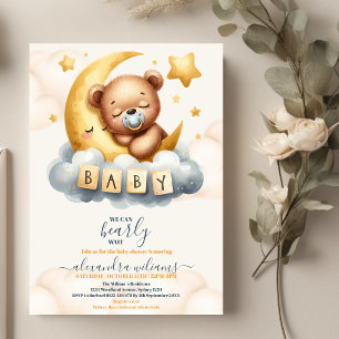 Invitation On Peut Attendre Teddy Bear Baby shower