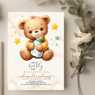 Invitation On Peut Attendre Teddy Bear Baby shower