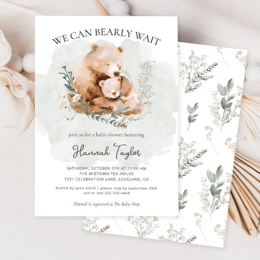 Invitation On Peut Attendre Teddy Bear Baby shower