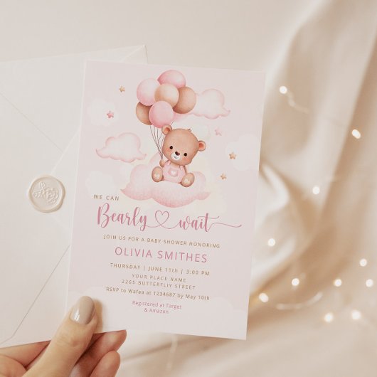 Invitation On Peut Attendre Teddy Bear Baby shower