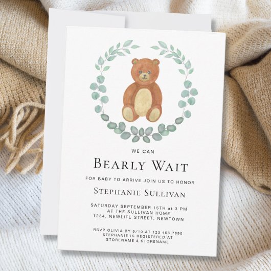 Invitation On Peut Attendre Teddy Bear Baby shower