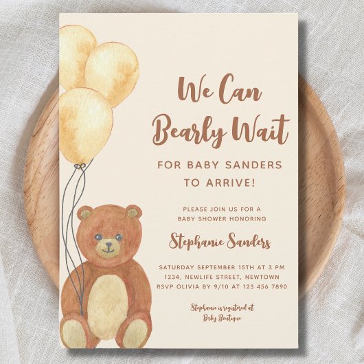Invitation On Peut Attendre Teddy Bear Baby shower