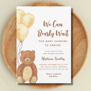 Invitation On Peut Attendre Teddy Bear Baby shower