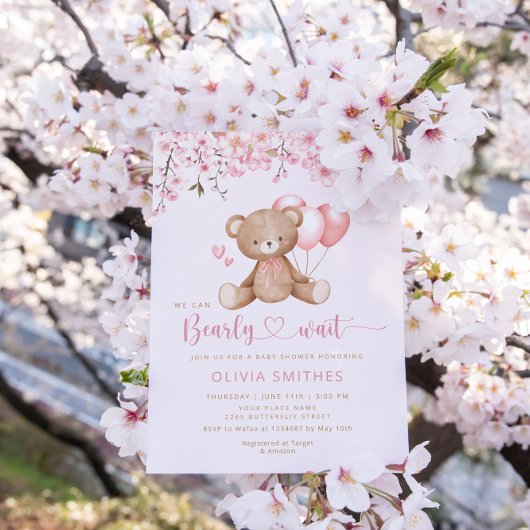 Invitation On Peut Attendre Teddy Bear Baby shower
