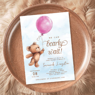 Invitation On Peut Attendre Teddy Bear Baby shower