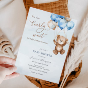 Invitation On Peut Attendre Teddy Bear Baby shower