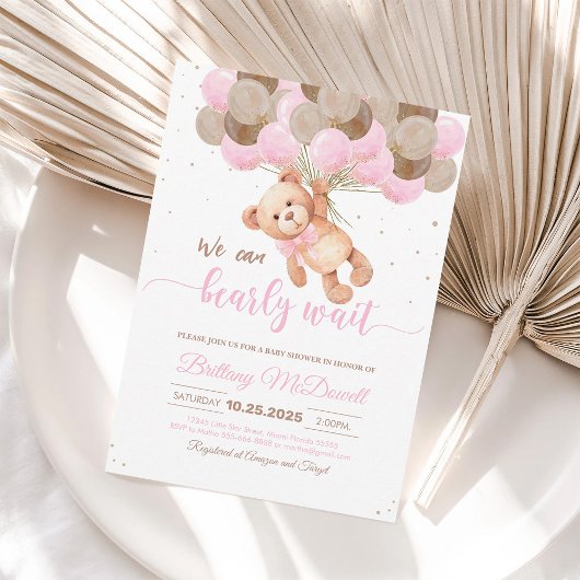 Invitation On Peut Attendre Teddy Bear Baby shower