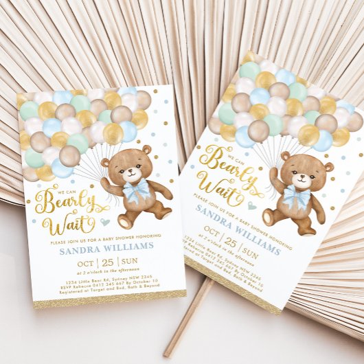 Invitation On Peut Attendre Teddy Bear Baby shower