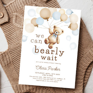 Invitation On Peut Attendre Teddy Bear Baby shower