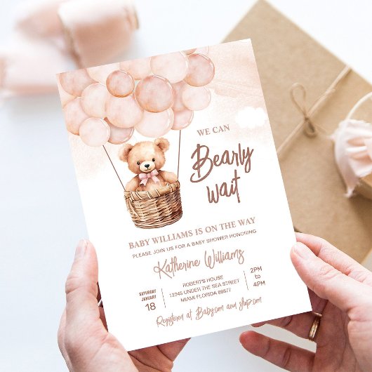 Invitation On Peut Attendre Teddy Bear Baby shower