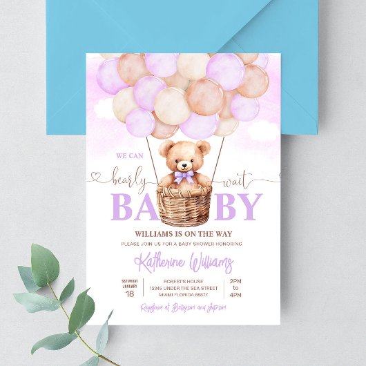 Invitation On Peut Attendre Teddy Bear Baby shower