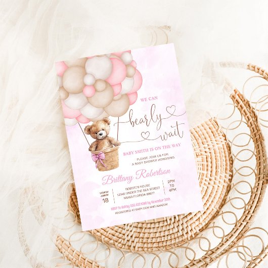 Invitation On Peut Attendre Teddy Bear Baby shower