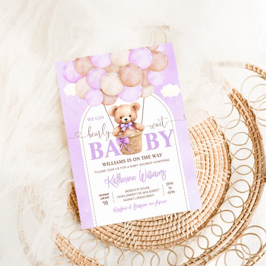 Invitation On Peut Attendre Teddy Bear Baby shower