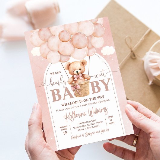 Invitation On Peut Attendre Teddy Bear Baby shower