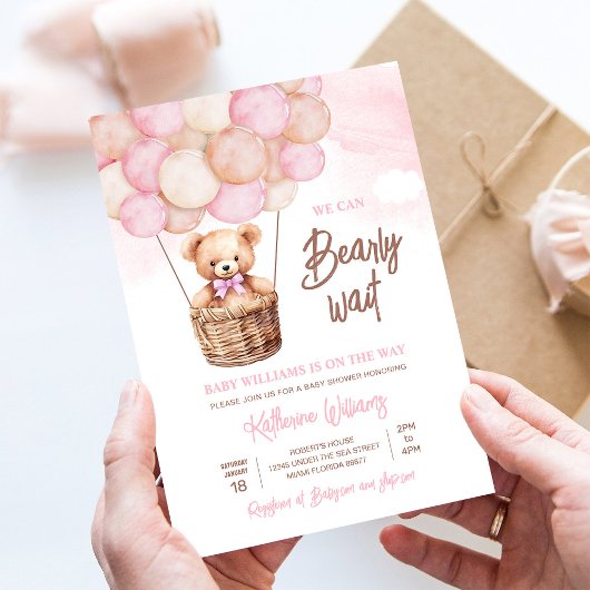 Invitation On Peut Attendre Teddy Bear Baby shower