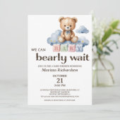 Invitation On Peut Attendre Teddy Bear Baby shower (Debout devant)