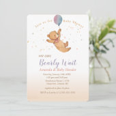 Invitation On Peut Attendre Teddy Bear Baby shower (Debout devant)