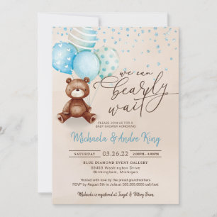 Invitation On Peut Attendre Teddy Bear Baby shower