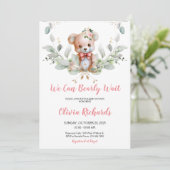 Invitation On Peut Attendre Teddy Bear Baby shower (Debout devant)