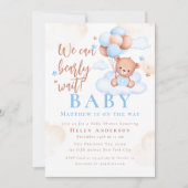 Invitation On peut attendre Teddy Bear Baby shower (Devant)