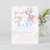Invitation On peut attendre Teddy Bear Baby shower (Debout devant)