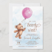 Invitation On Peut Attendre Teddy Bear Baby shower (Devant)