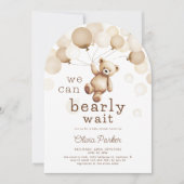 Invitation On Peut Attendre Teddy Bear Baby shower Arche (Devant)