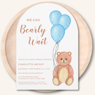 Invitation On Peut Attendre Teddy Bear Baby shower Arche