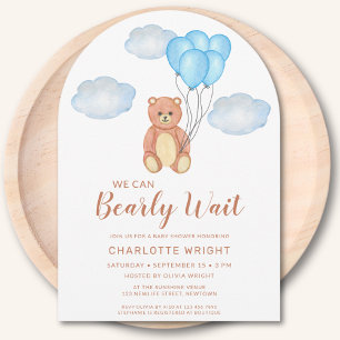Invitation On Peut Attendre Teddy Bear Baby shower Arche