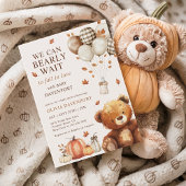 Invitation On Peut Attendre Teddy Bear Baby shower d'automne