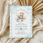 Invitation On peut attendre Teddy Bear Baby shower d'avion