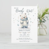 Invitation On Peut Attendre Teddy Bear Baby shower d'hiver (Debout devant)