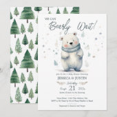 Invitation On Peut Attendre Teddy Bear Baby shower d'hiver (Devant / Derrière)