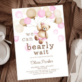 Invitation On peut attendre Teddy Bear Baby shower fille