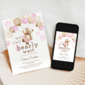 Invitation On peut attendre Teddy Bear Baby shower fille
