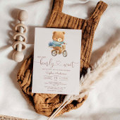 Invitation On Peut Attendre Teddy Bear Baby shower Vélo