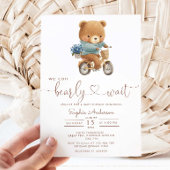 Invitation On Peut Attendre Teddy Bear Baby shower Vélo