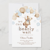 Invitation On Peut Attendre Teddy Bear Boy Baby shower Arch (Devant)