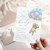 Invitation On peut attendre Teddy Bear Boy Baby shower Invi