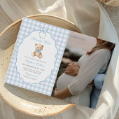Invitation On peut attendre tôt Teddy Bear Baby shower Photo