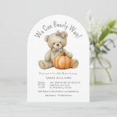 Invitation On peut attendre un Baby shower fille Citrouille m (Debout devant)