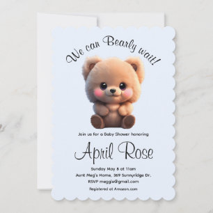 Invitation On peut Bearly Wait mignon Baby shower ours en pel