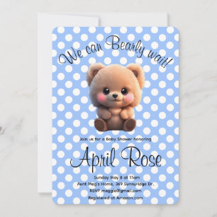 Invitation On peut Bearly Wait mignon Baby shower ours en pel