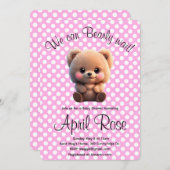 Invitation On peut Bearly Wait mignon teddy Bear à petits poi (Devant / Derrière)