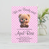 Invitation On peut Bearly Wait mignon teddy Bear à petits poi (Debout devant)