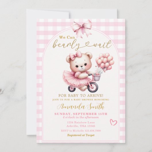 Invitation On peut prélever l'ours avec le Baby shower des ba (Devant)